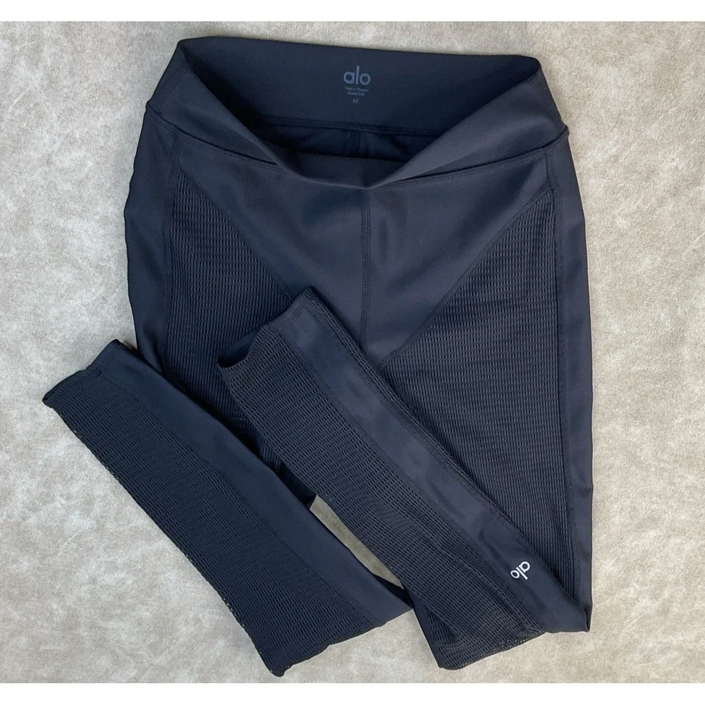 Alo Yoga Airlift Leggings Sz M Energize Sheer Mesh Cut-Out High-Waist Pants